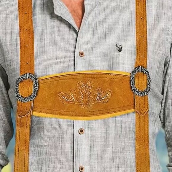 Authentic German Leather Shorts Tillich Brown Suede Lederhosen for Men NEW - Picture 6 of 9